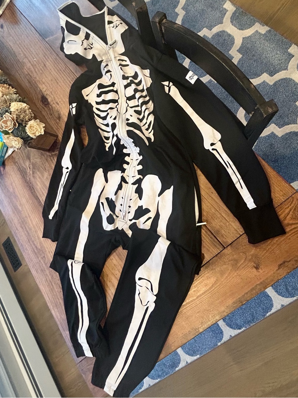 Tipsy elves Unisex skeleton jumpsuit One-Piece Zip Halloween Costume Hoodie